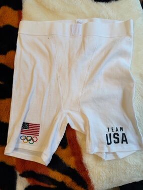 SKIMS White High Waist Women’s Shorts with Team USA & Olympic Patch